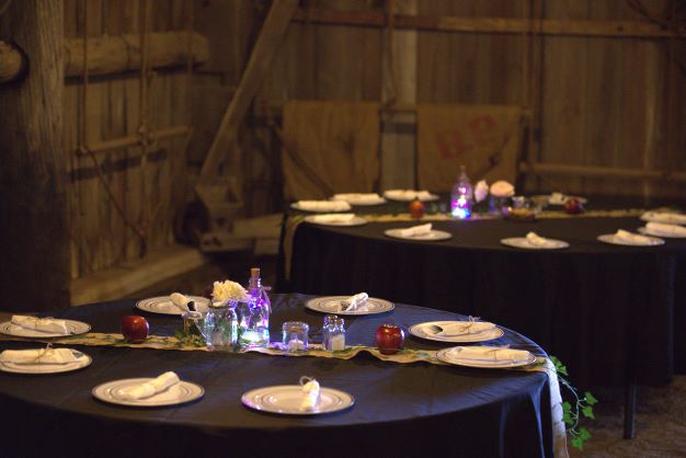 Interior tables at the barn