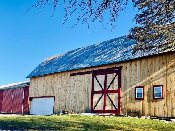 View of front of barn